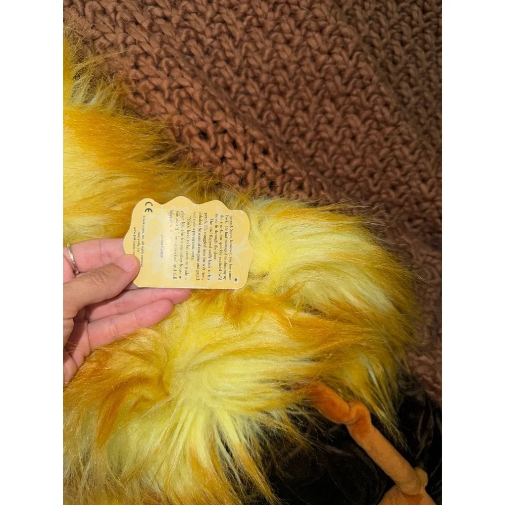 Folkmanis Funny Bird Hand Puppet Yellow Orange Shaggy Plush 20 Inch 2365 NWT